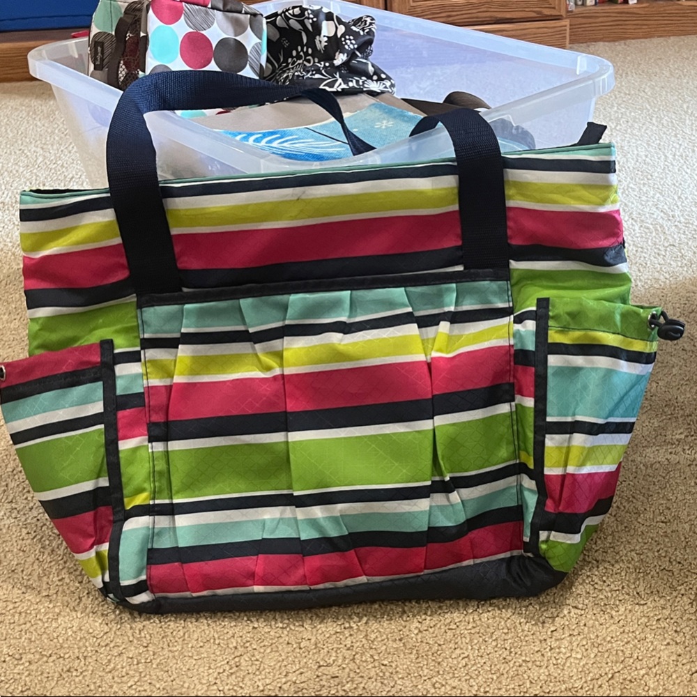 Thirty-One Colorful Striped Tote Bag